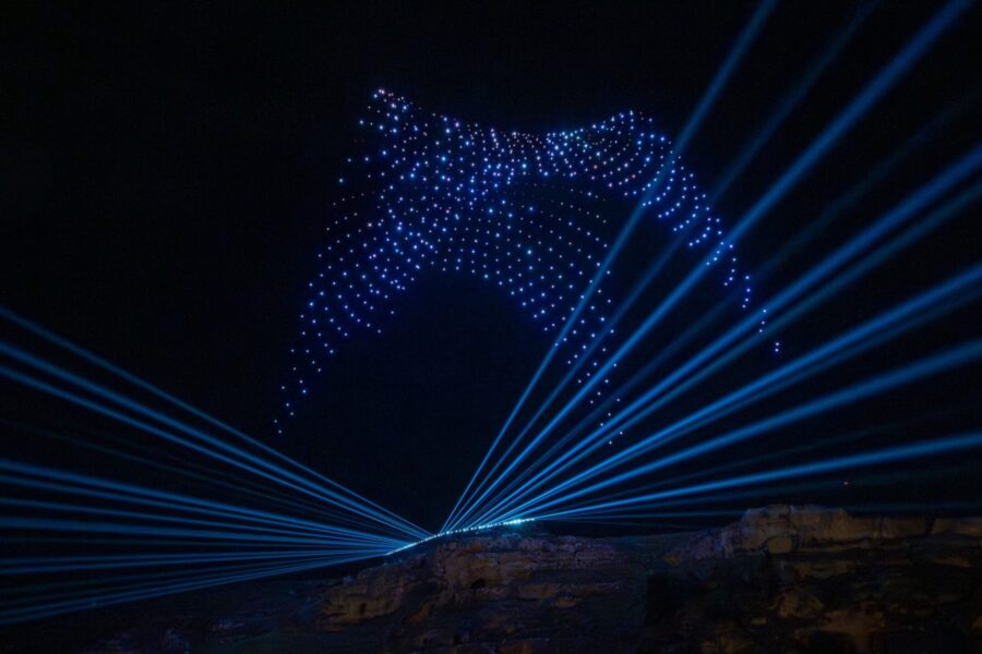 spectacle de drones lumineux à Matera par Allumee