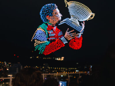 spectacle de drones lumineux nocturne Allumee